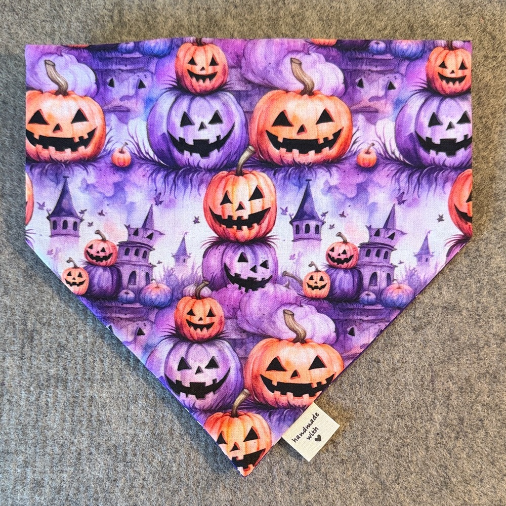 Halloween Pumpkin Scrunchie Dog Bandana